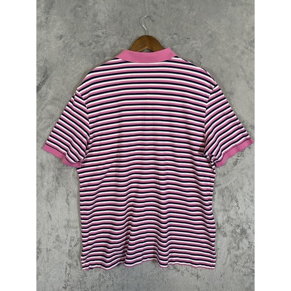 Polo Golf Ralph Lauren Polo Shirt Mens 2XL Pink Navy Stripe Pro Fit Pima Cotton - Picture 9 of 10